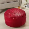 Red Tunisian Leather Round Pouffe Footrest - Hand Crafted Artisan Leather Beanbag Footstool Seat - Measures H25.5 X W47cm 1 Red Tunisian Leather Round Pouffe Footrest - Hand Crafted Artisan Leather Beanbag Footstool Seat - Measures H25.5 X W47cm -DIY red tunisian leather round pouffe footrest hand crafted artisan leather beanbag footstool seat measures h25 5 x w47cm5053335910976 01c MP