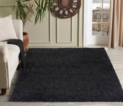 Serdim Rugs Plain Living Room Shaggy Area Rugs Anthracite 60x110 Cm