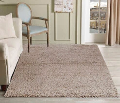 Serdim Rugs Plain Living Room Shaggy Area Rugs L.Beige 200x290 Cm