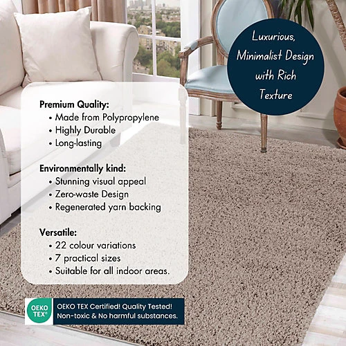 Serdim Rugs Plain Living Room Shaggy Area Rugs L.Beige 200x290 Cm 5 Serdim Rugs Plain Living Room Shaggy Area Rugs L.Beige 200x290 Cm - Image 3