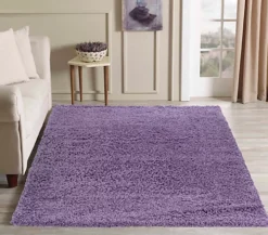Serdim Rugs Plain Living Room Shaggy Area Rugs Lilac 60x110 Cm