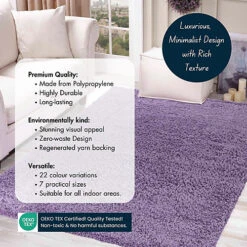 Serdim Rugs Plain Living Room Shaggy Area Rugs Lilac 60x110 Cm -DIY serdim rugs plain living room shaggy area rugs lilac 60x110 cm5056095216029 03c MP