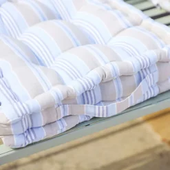 Set Of 4 Blue Striped Outdoor Summer Garden Chair Box Seat Pad Cushions -DIY set of 4 blue striped outdoor summer garden chair box seat pad cushions5060964607702 04c MP