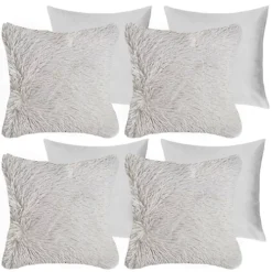 Sienna Set Of 4 Fluffy Shaggy Filled Cushion With Cover Square -DIY set of 4 fluffy shaggy filled cushion with cover square5027434174492 04c MP
