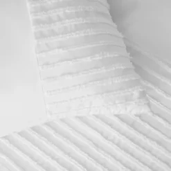 Sienna Tufted Stripe Panel Duvet Cover With Pillowcase Set, White - Double -DIY sienna tufted stripe panel duvet cover with pillowcase set white double5027434143689 04c MP