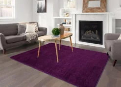 Smart Living Shaggy Soft Area Rug, Fluffy Living Room Carpet, Kitchen Floor, Bedroom Ultra Soft Rugs 200cm X 290cm - Aubergine