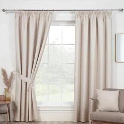 Sundour Eclipse Blackout Pencil Pleat Curtains Beige 90x72"
