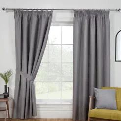 Sundour Eclipse Blackout Pencil Pleat Curtains Grey 46x90"