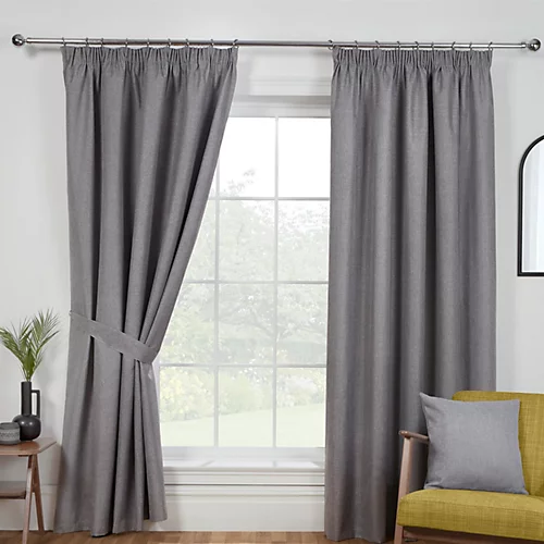 Sundour Eclipse Blackout Pencil Pleat Curtains Grey 46x90" 3 Sundour Eclipse Blackout Pencil Pleat Curtains Grey 46x90"