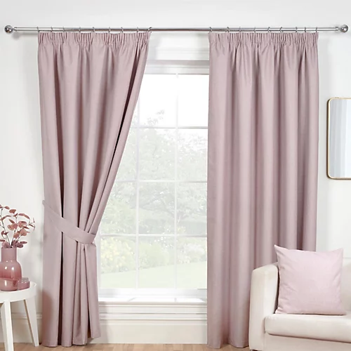 Sundour Eclipse Blackout Pencil Pleat Curtains Pink 90x90" 3 Sundour Eclipse Blackout Pencil Pleat Curtains Pink 90x90"