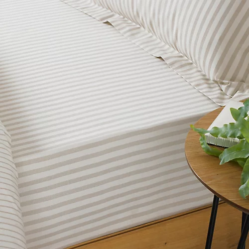 The Linen Yard Hebden Cotton Melange Stripe Double Fitted Bed Sheet 3 The Linen Yard Hebden Cotton Melange Stripe Double Fitted Bed Sheet