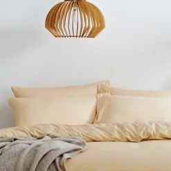 The Linen Yard Holbury Double Duvet Cover Set, Cotton, Ochre -DIY the linen yard holbury double duvet cover set cotton ochre5025532335012 02c MP