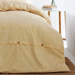 The Linen Yard Holbury Double Duvet Cover Set, Cotton, Ochre -DIY the linen yard holbury double duvet cover set cotton ochre5025532335012 03c MP