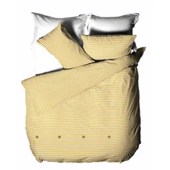 The Linen Yard Holbury Double Duvet Cover Set, Cotton, Ochre -DIY the linen yard holbury double duvet cover set cotton ochre5025532335012 04c MP
