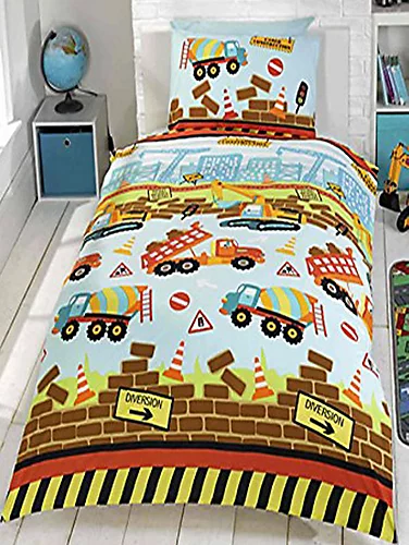 Under Construction Single Duvet Cover And Pillowcase Set 3 Under Construction Single Duvet Cover And Pillowcase Set