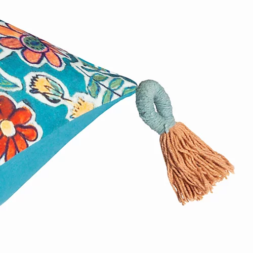 Wylder Adeline Square Floral Tasselled Polyester Filled Cushion 6 Wylder Adeline Square Floral Tasselled Polyester Filled Cushion - Image 4